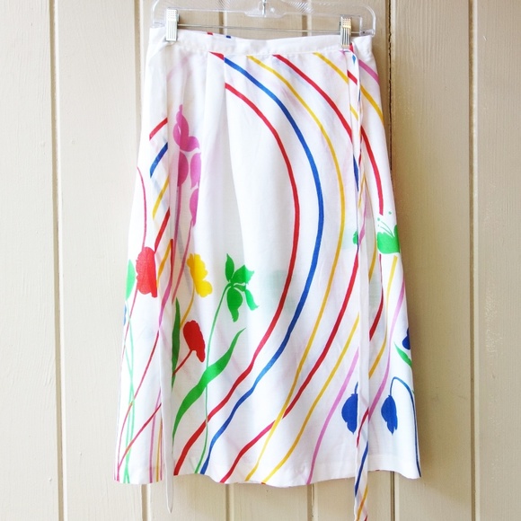 Vintage Dresses & Skirts - Vintage 70s 80s Happy Wrap Skirt S M